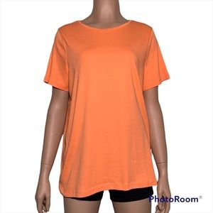 Talbots Plus Petites Shirt Women 1Xp Orange Short Sleeve 100% Pima Cotton
